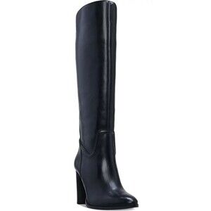 Vince Camuto Evangee Tall Black Leather Boots Women’s Size 9M Pointed Toe